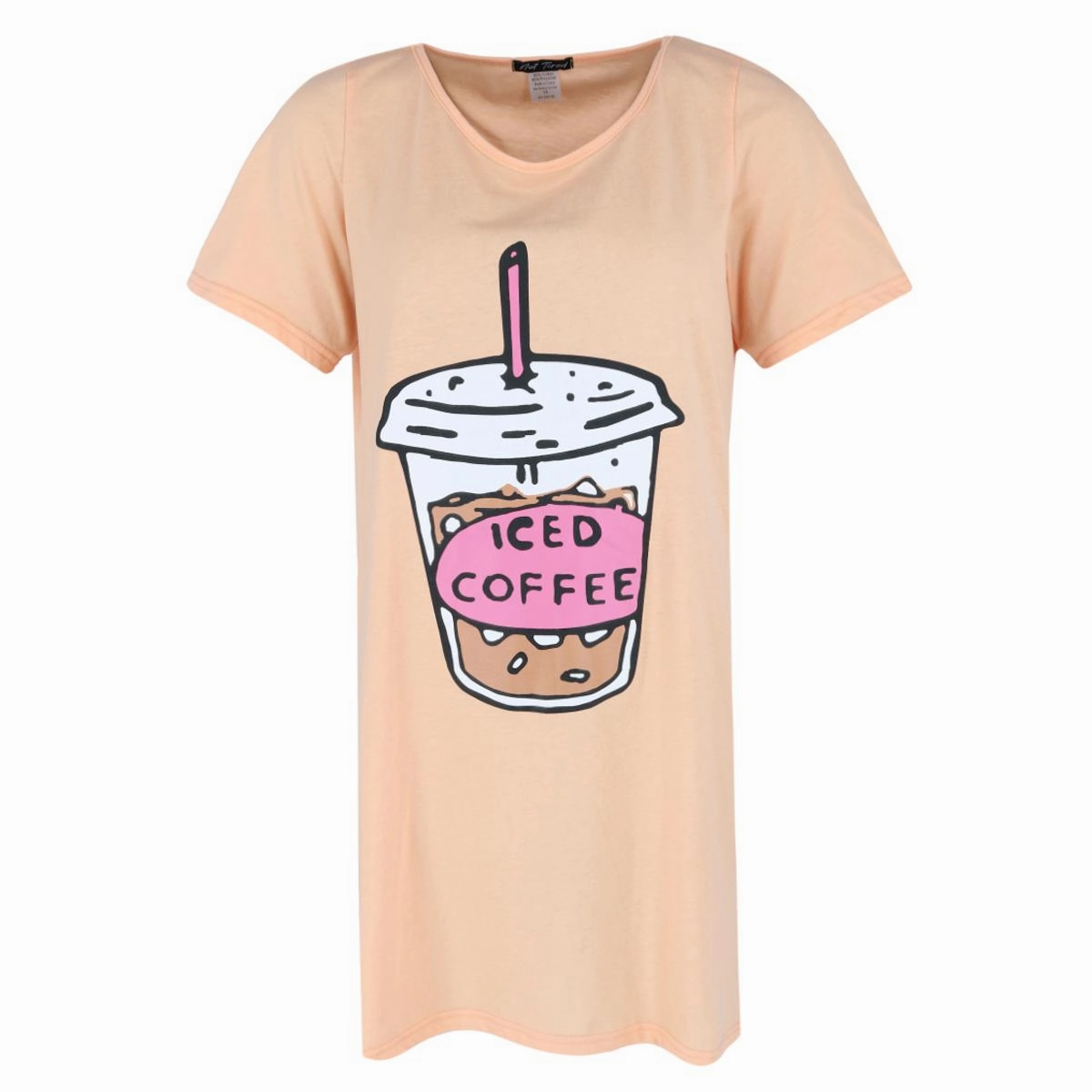 Women's Plus Size Iced Coffee Short Sleeve Night Shirt Versatile Styling Cozy Feel