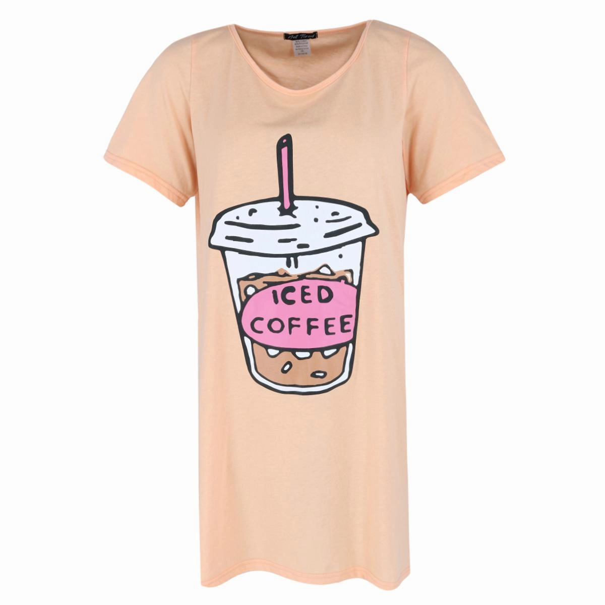 Breathable Material Women's Plus Size Iced Coffee Short Sleeve Night Shirt