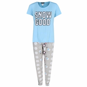 DoubleStitched Hems No Slip Grip Women's Plus Size Snow Good Short Sleeve Lounge Set