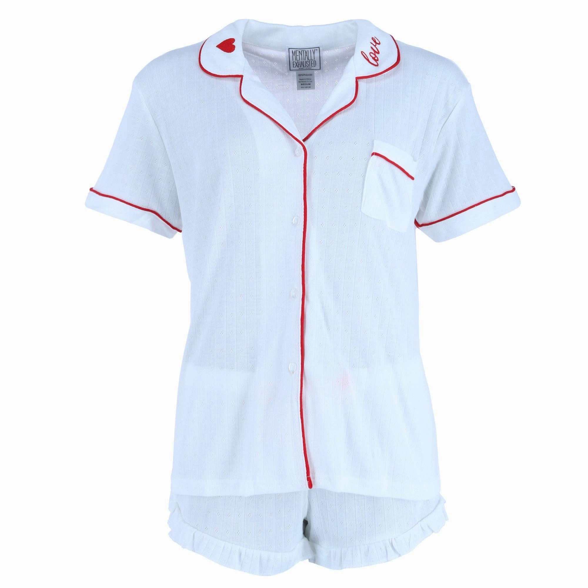 Comfort Fit Design Women's Pointelle Short Sleeve Pajama Set