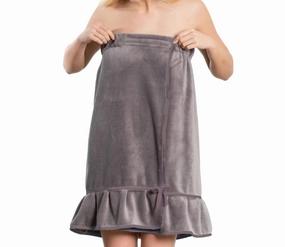 Compact Knit Skin Friendly Fabric Women's Ruffle Spa Wrap In Gray