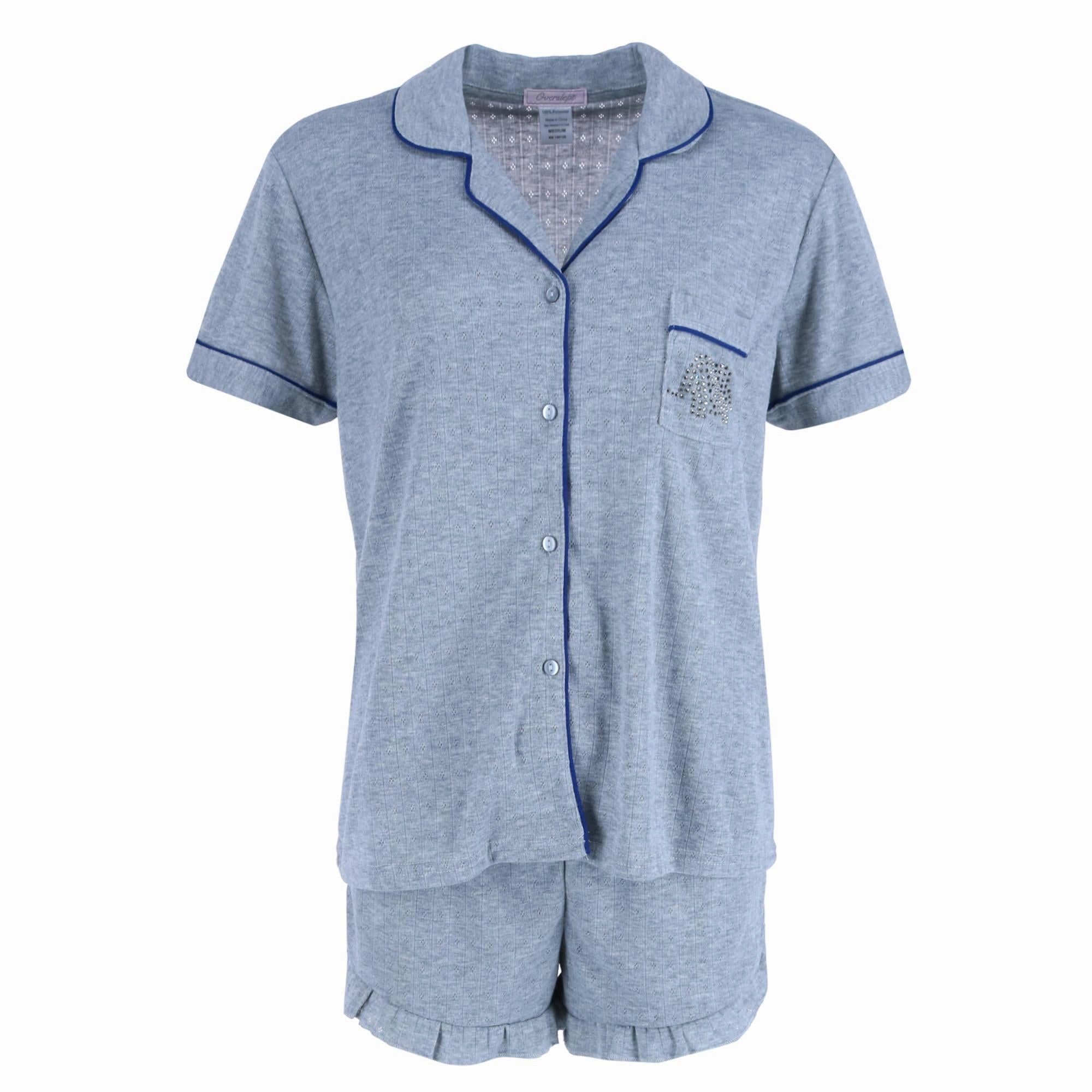 Brushed Cotton Pocket Placement Women's Shorts Pointelle Elephant Notch Pajama Set