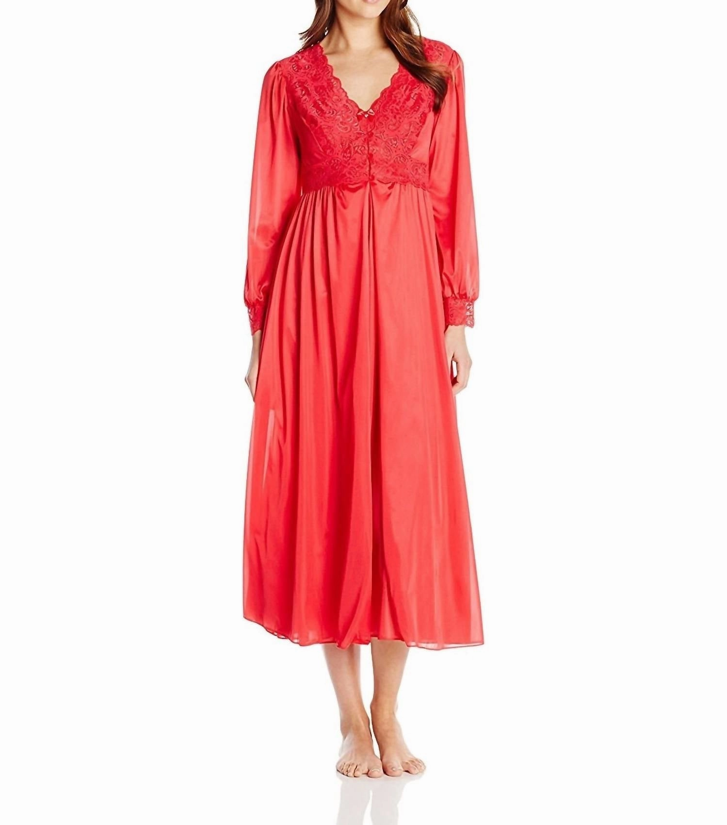 Women's Silhouette 54" Long Sleeve Long Coat In Red Adjustable Cuff Openings