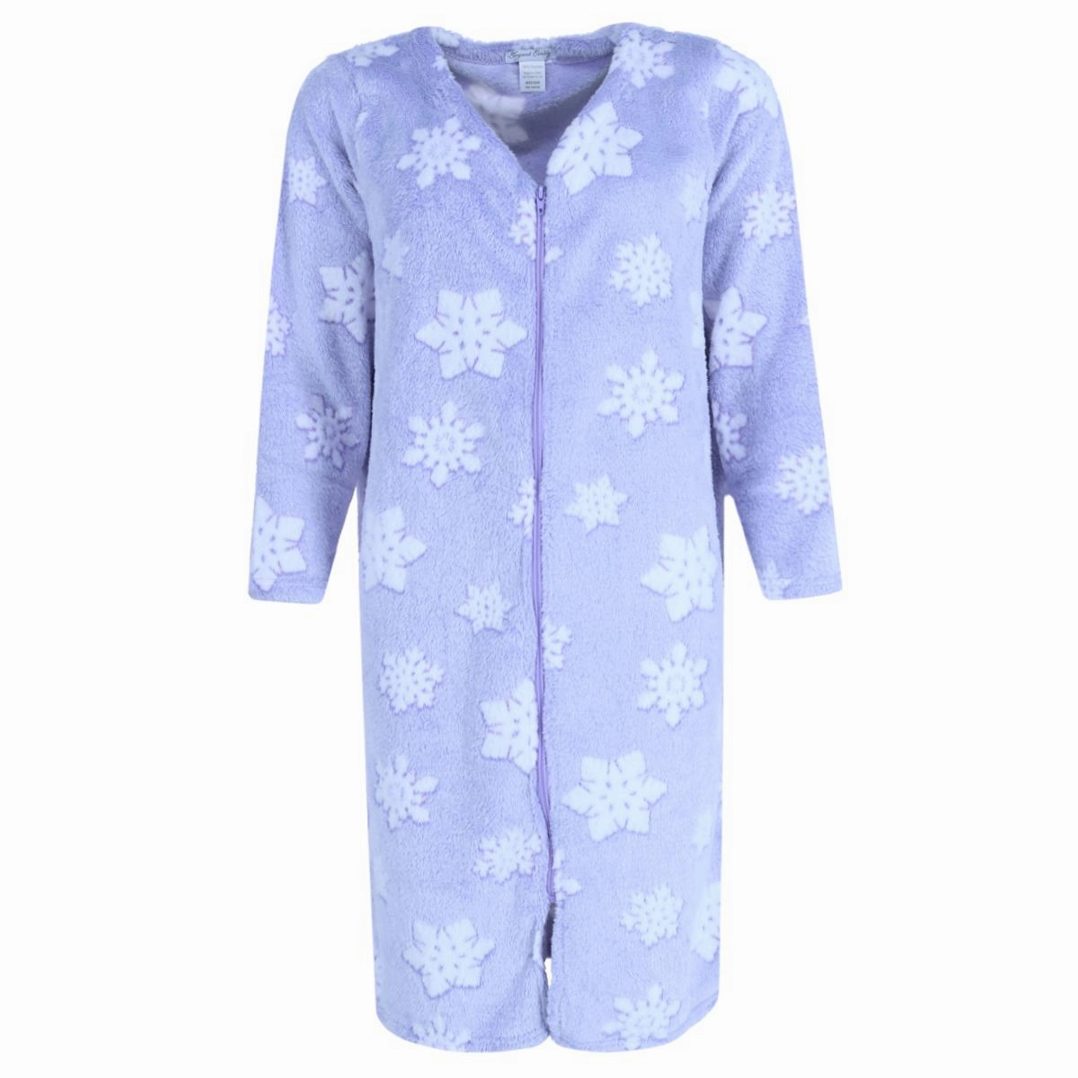Adjustable Drawcord Hem Women's Snowflake Zipper Long Sleeve Duster