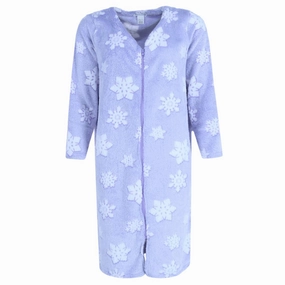 Adjustable Drawcord Hem Women's Snowflake Zipper Long Sleeve Duster