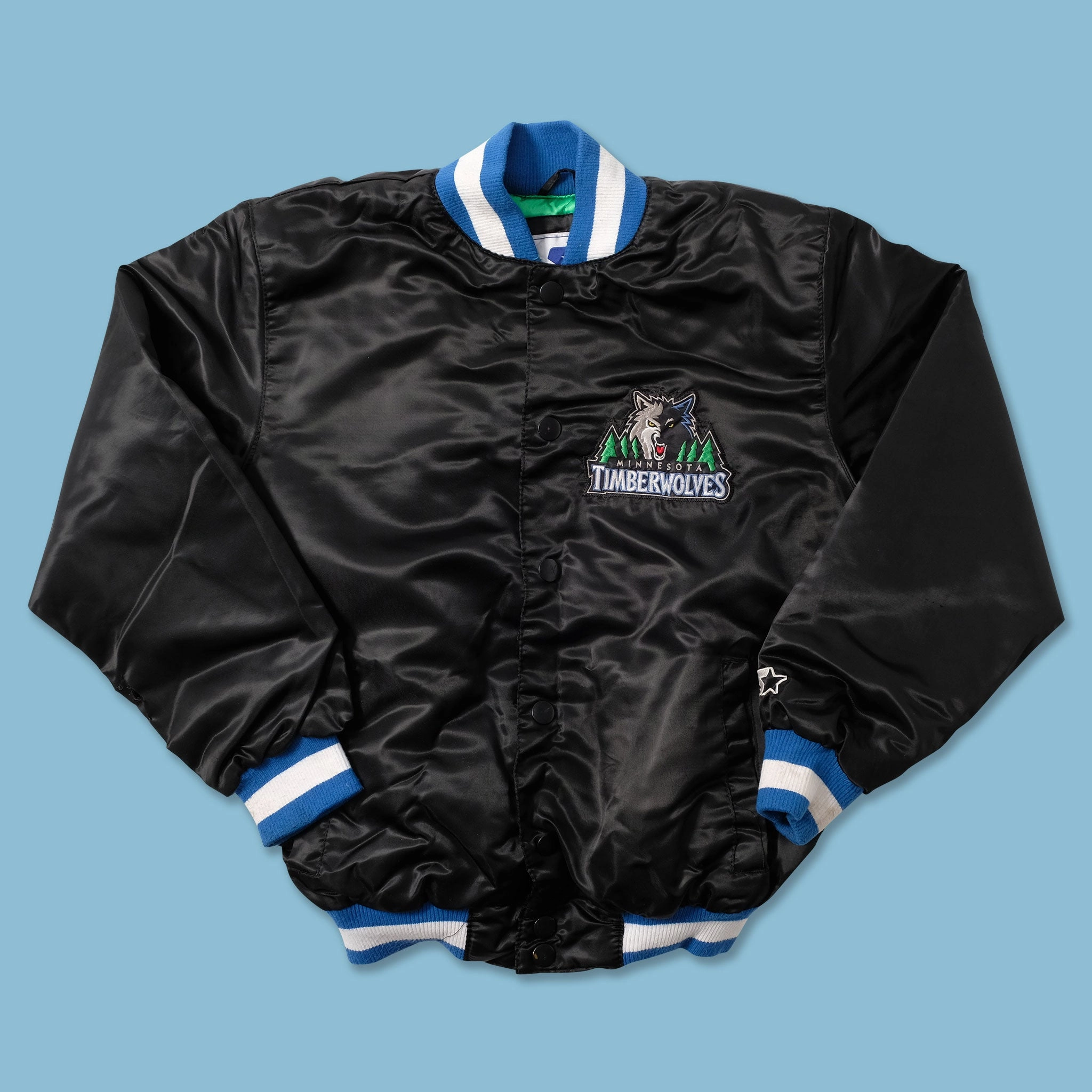 Women's Starter Minnesota Timberwolves Satin Bomber Jacket Small Eco Friendly Spring Layer