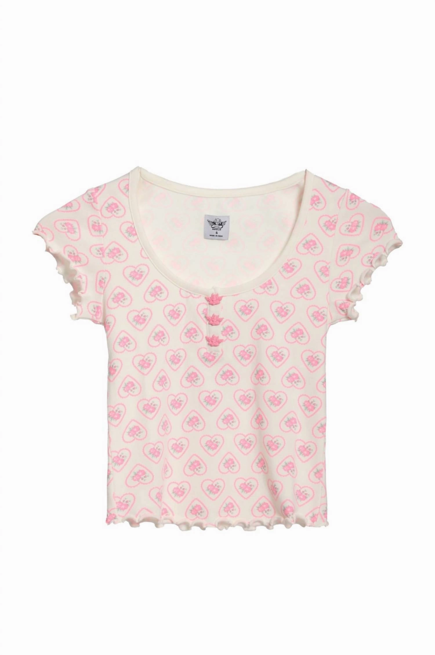 Non Chafe Seams Moisture Wicking Technology Women's Sweet Sadie Pj Top In White