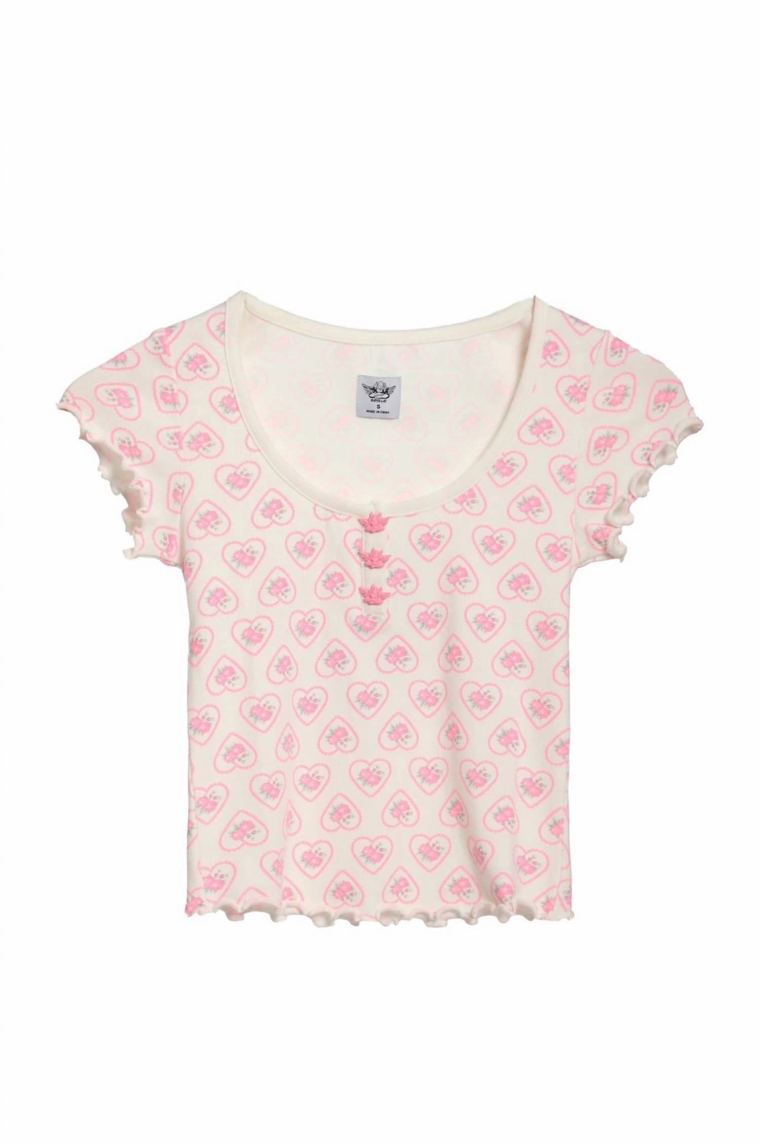 Zipper Free Design Hidden Pocket Detail Women's Sweet Sadie Pj Top In White