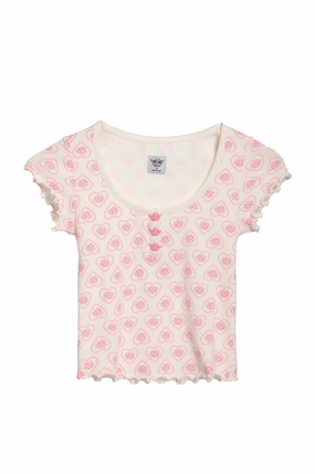 Zipper Free Design Hidden Pocket Detail Women's Sweet Sadie Pj Top In White