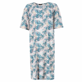 elastic waistband Convertible Features Women's Tropical Palm Leaf Oversized Sleep Shirt