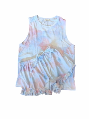 LowProfile Stitching Women's Vered Loungewear Shorts Set In Pink & Blue
