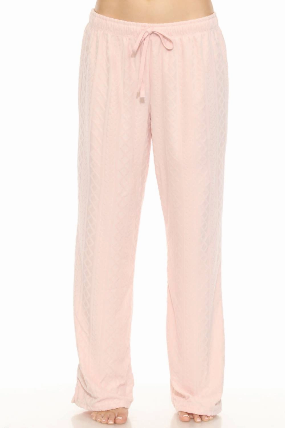Lightweight Knit Easy Care Material Women's Very Terry Cable Crew Pajama Pants In Pink Tint