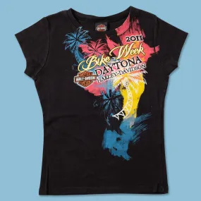 Women's Y2K Harley Davidson Top Medium Flexible Cuff Design