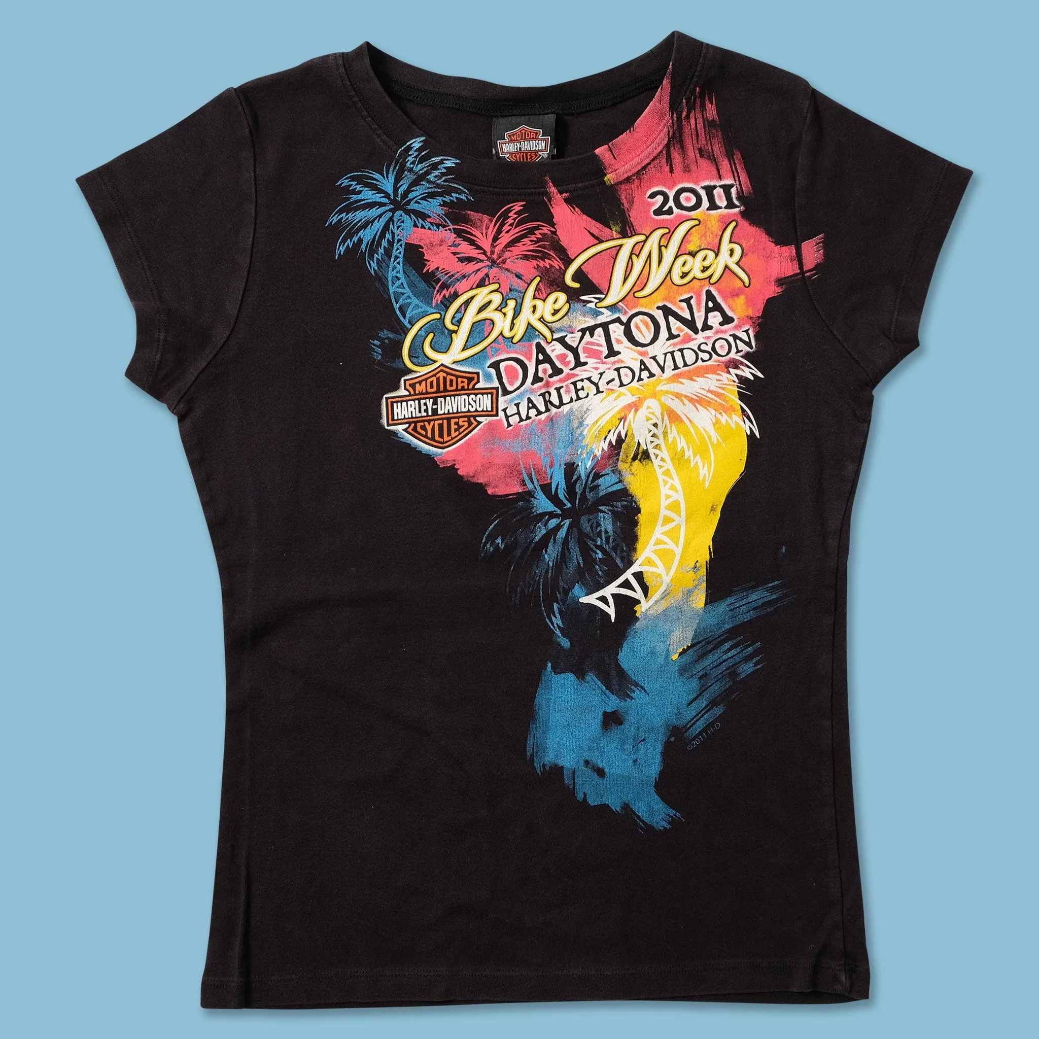 Women's Y2K Harley Davidson Top Medium Flexible Cuff Design