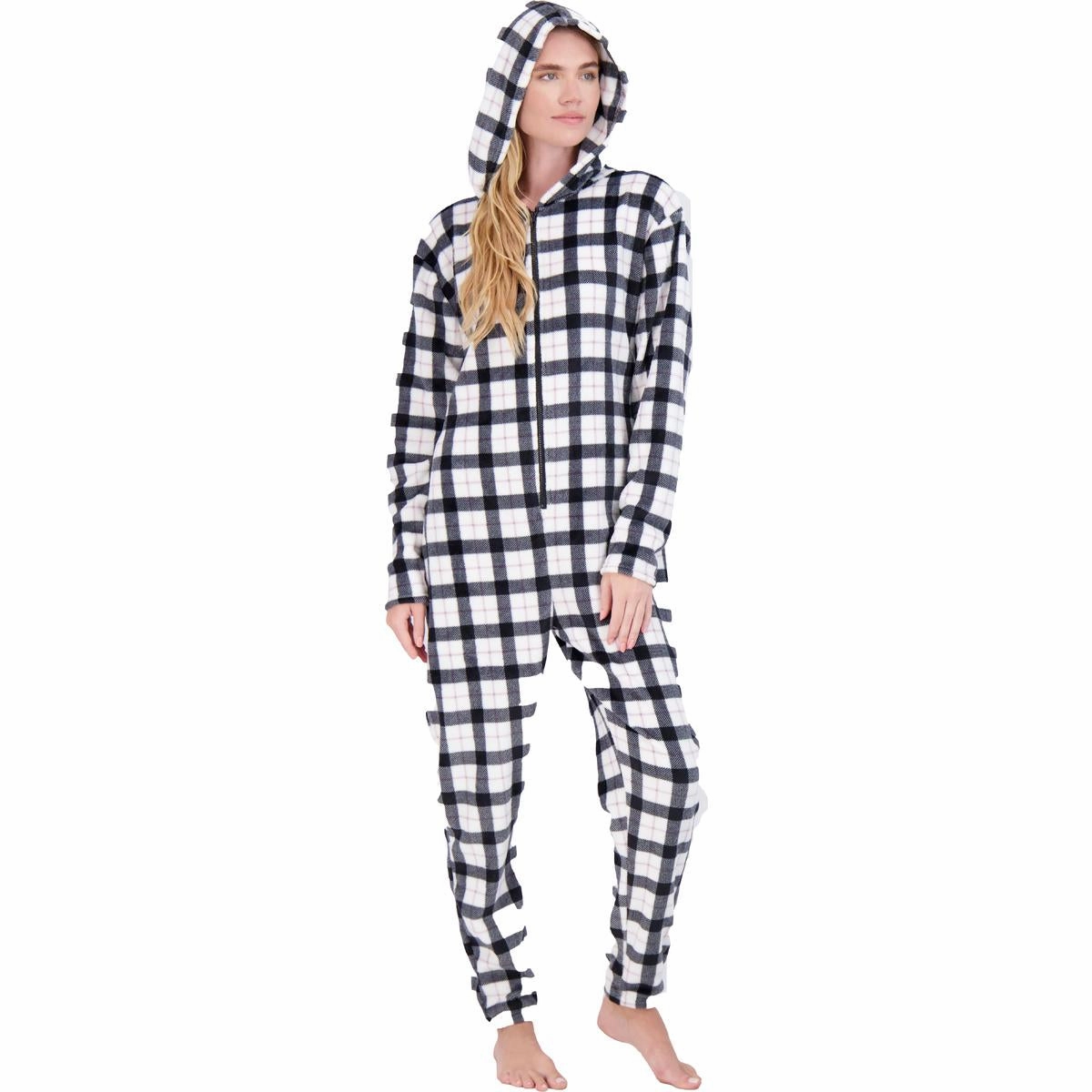 Womens Comfy Sleepwear One-Piece Pajamas Double Needle Stitching Wide Leg Opening Design