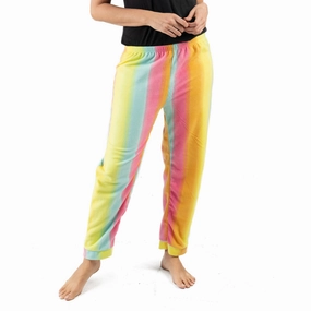 Womens Fleece Pajama Pants Rainbow Drop Shoulder Cut Machine Washable Fabric