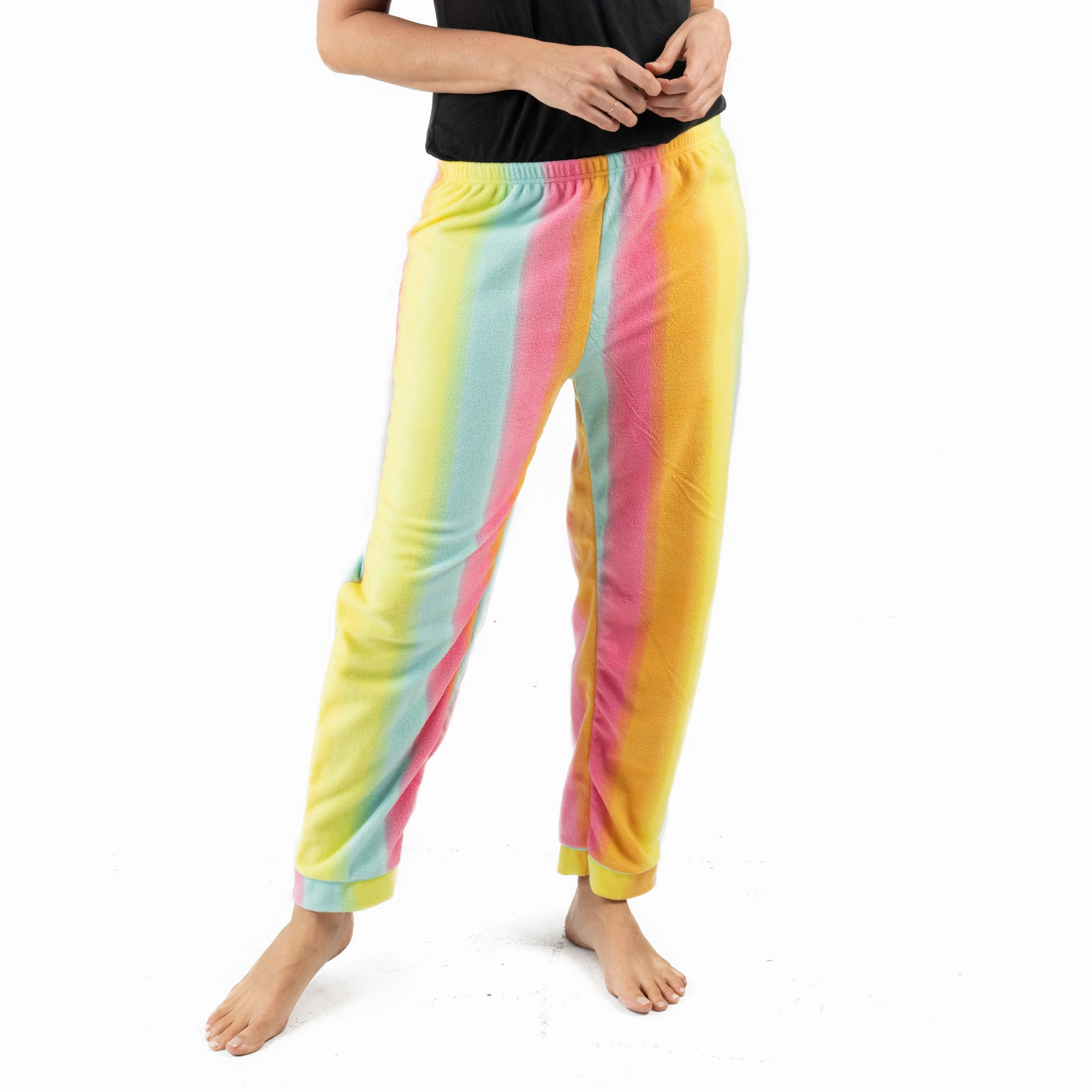 Womens Fleece Pajama Pants Rainbow Fade Resistant Dye