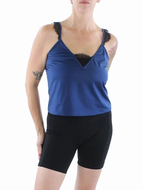 Womens Sateen Lace rim Sleep Tank Butterfly Hem Detail DoubleLayered Knee Patch