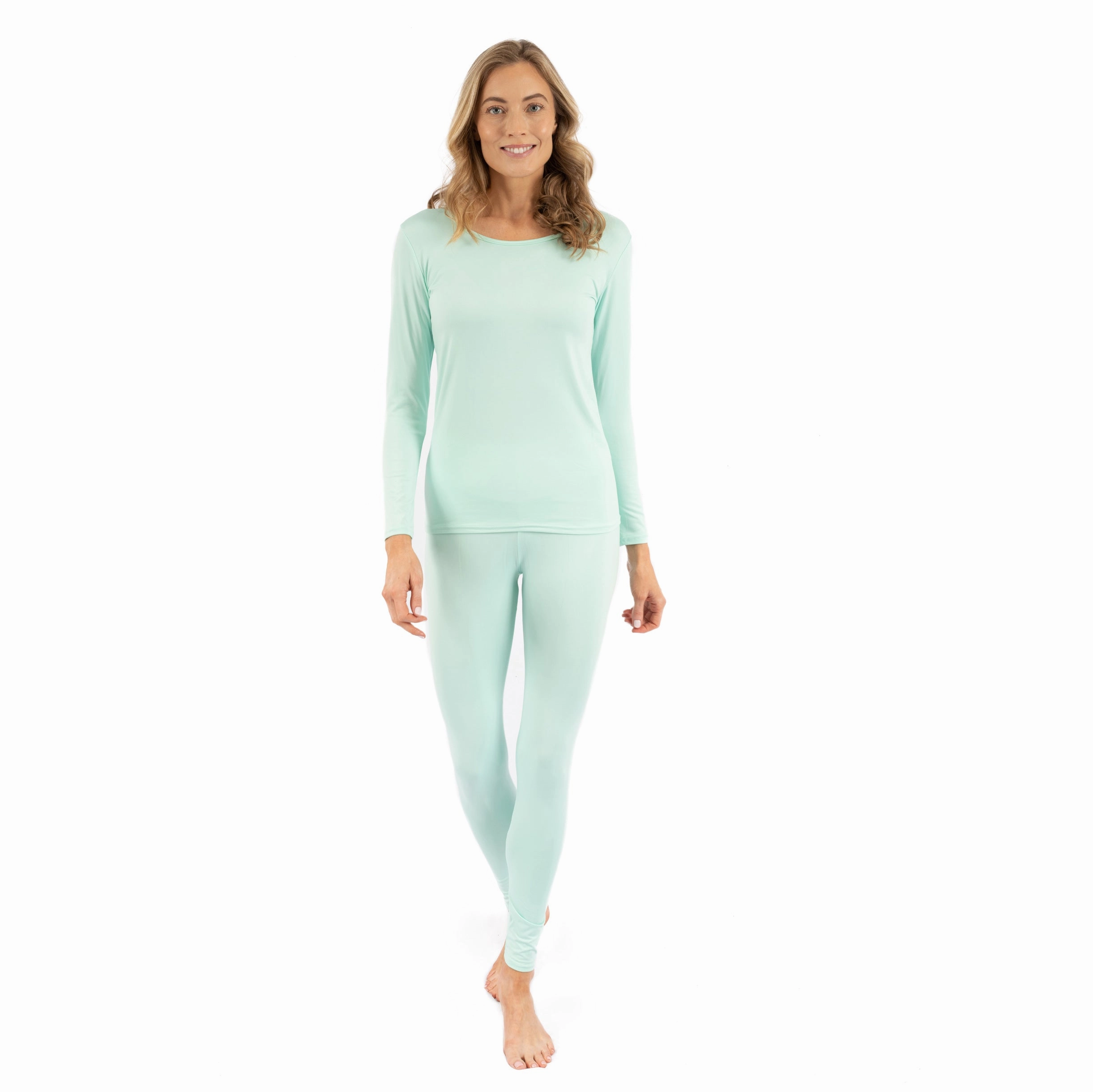 Lightweight Construction Womens Two Piece Classic Solid Thermal Pajamas