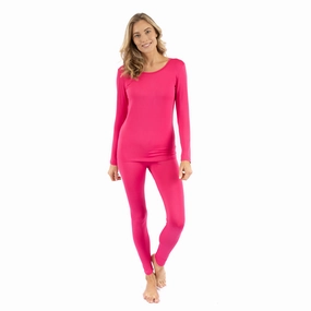 Hidden Pocket Detail Womens Two Piece Classic Solid Thermal Pajamas