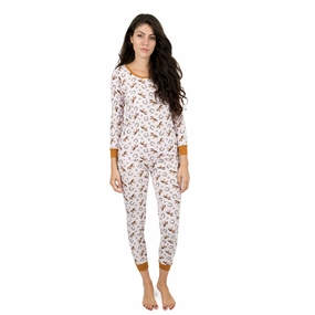 QuickDry Technology Cozy Fabric Blend Womens Two Piece Cotton Pajamas Horse