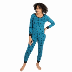 Womens Two Piece Cotton Pajamas Moon SnagFree Fabric Layered Look Design