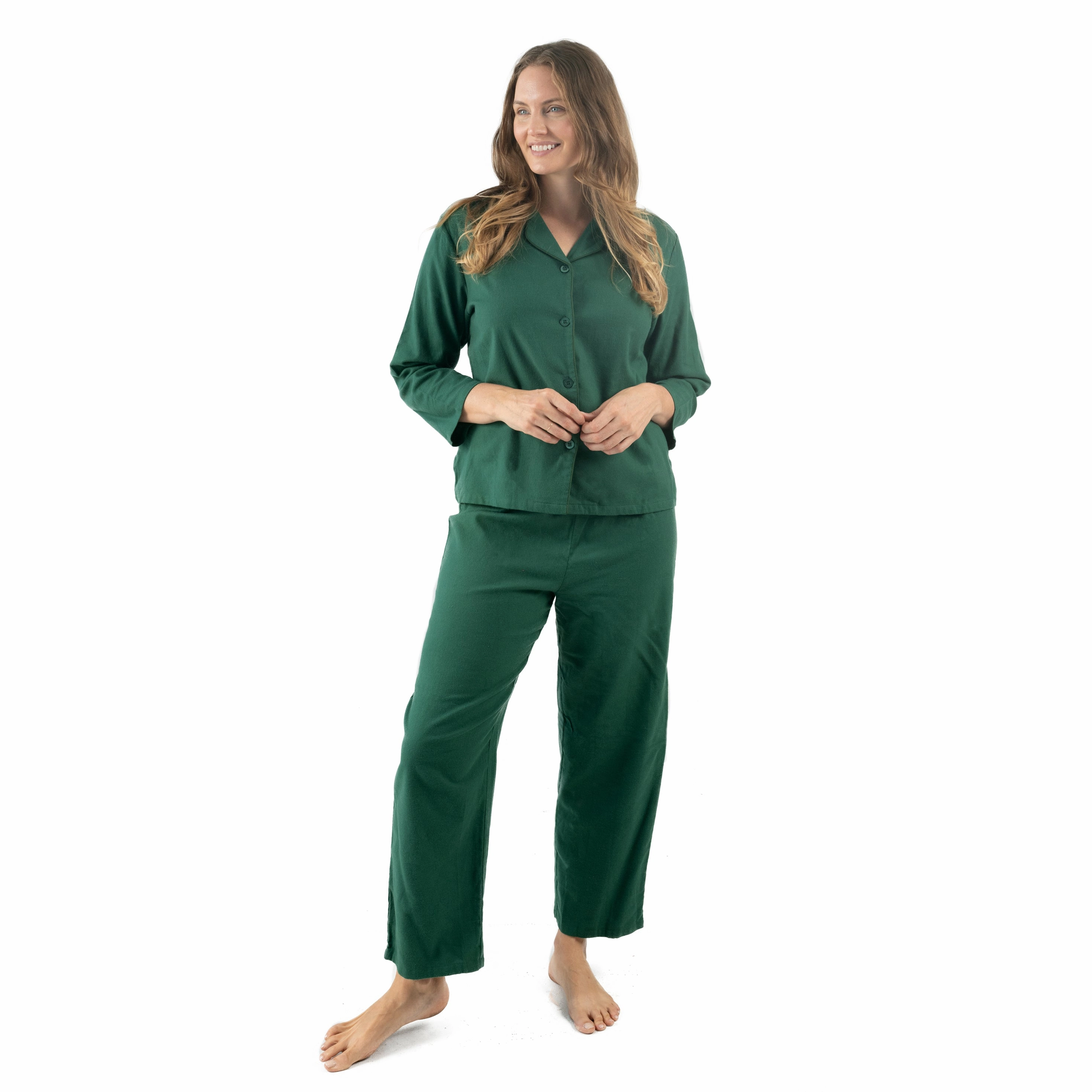 Womens Two Piece Flannel Pajamas Drapey Texture