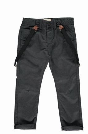 Boy's Bradford Woven Trousers With Removable Suspenders In Black Dogtooth AntiSnagZippers