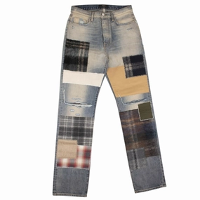 Everyday Party Look Amiri Mohair Patch Loose Jeans - Vintage Blue
