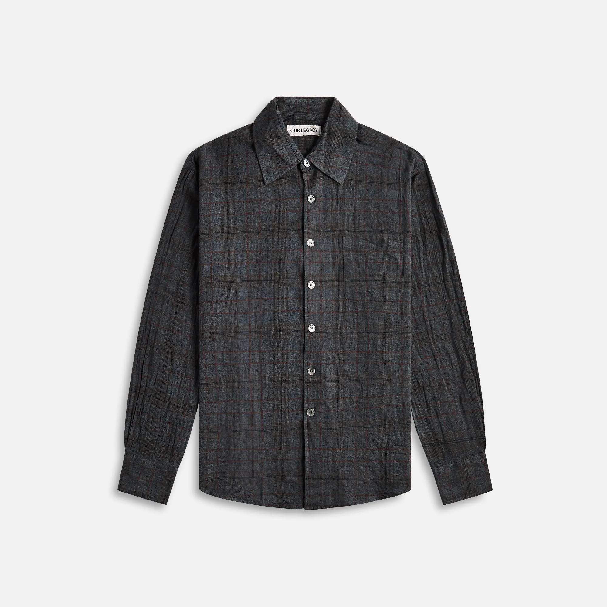 Metallic Finish Stretchable Material Our Legacy Above Shirt - Bazaar Check Breeze Weave