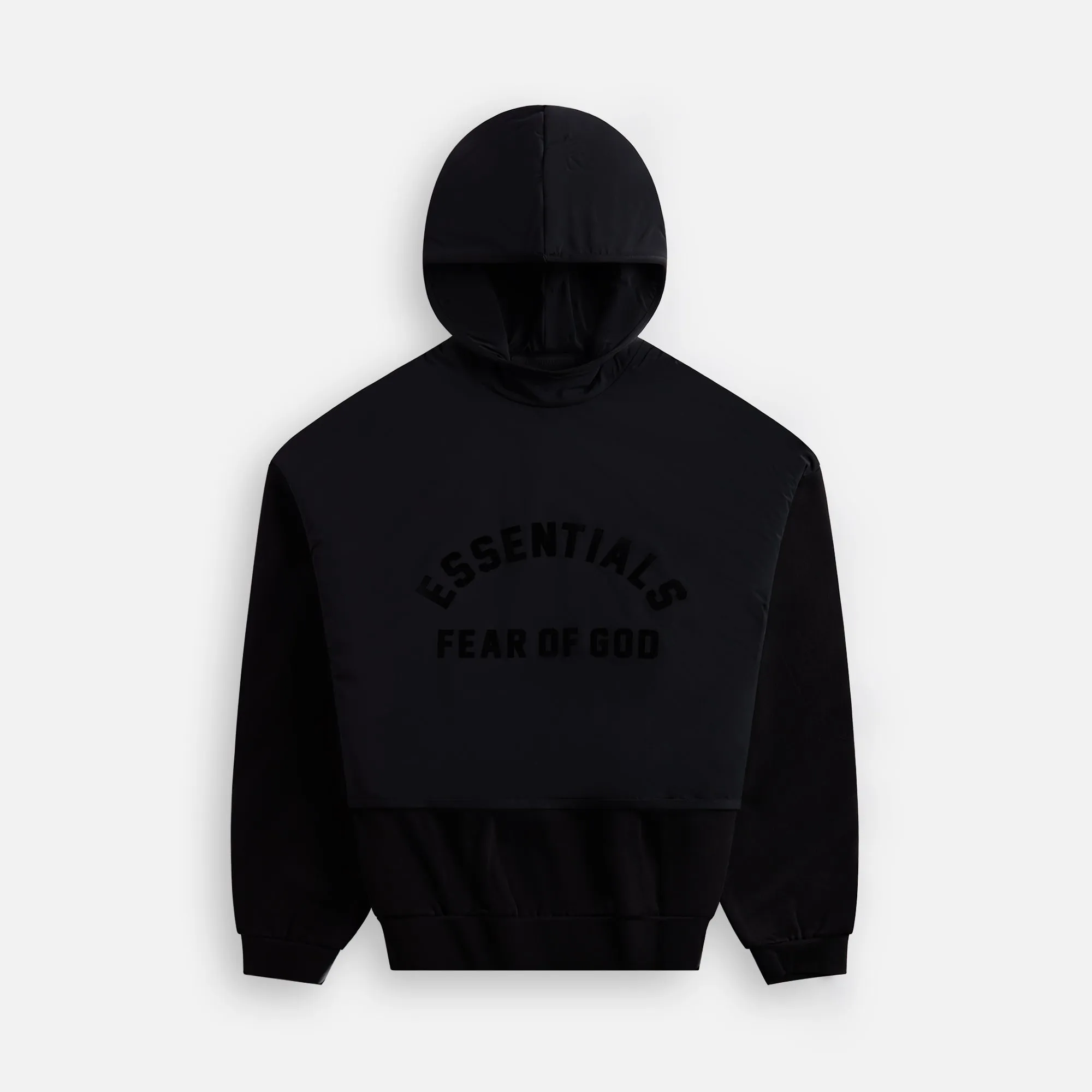 Bright Hue Essentials Nylon Fleece Hooded Sweater - Jet Black