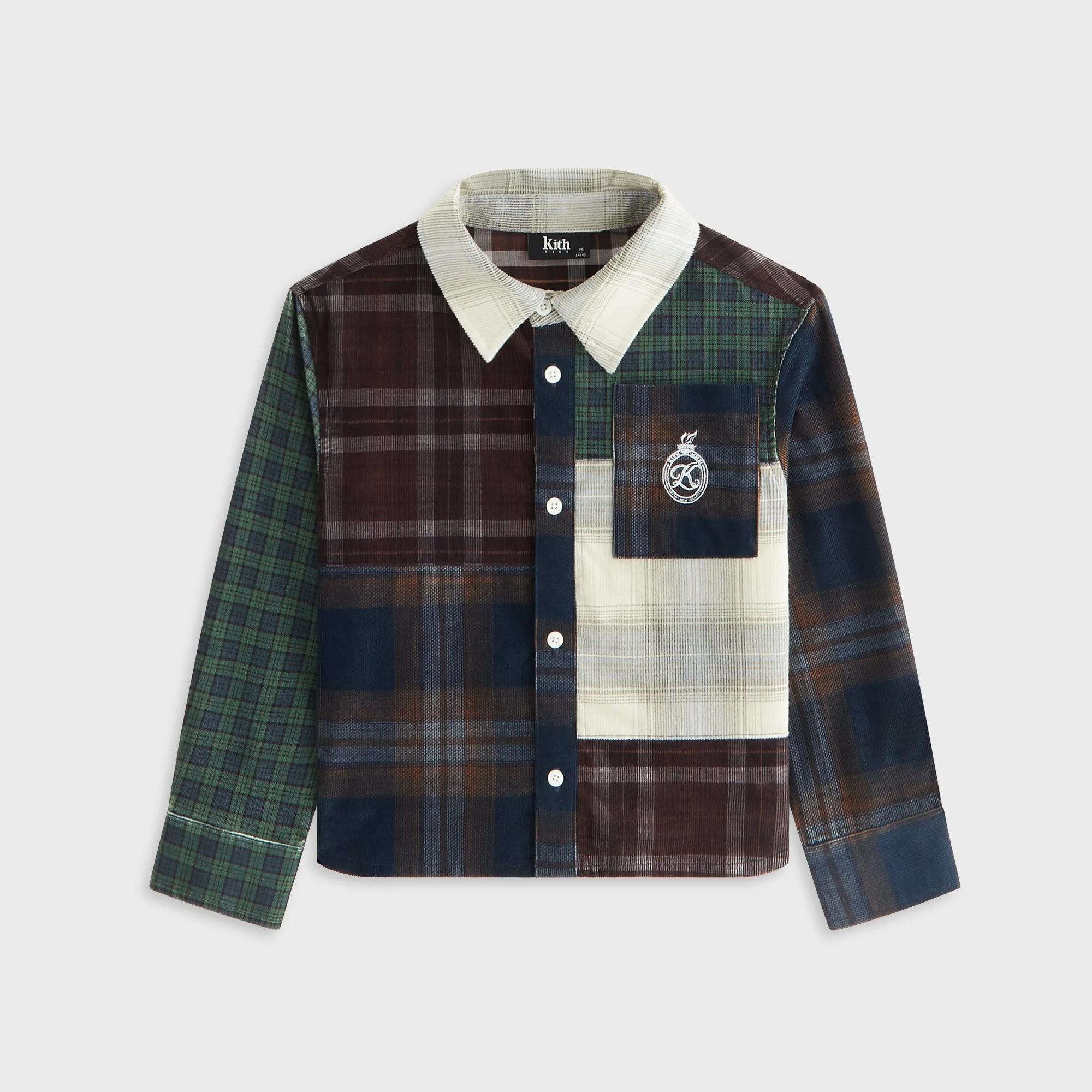 Neutral Colors Anti Static Fabric Kith Kids Textured Patchwork Apollo Shirt - Multi
