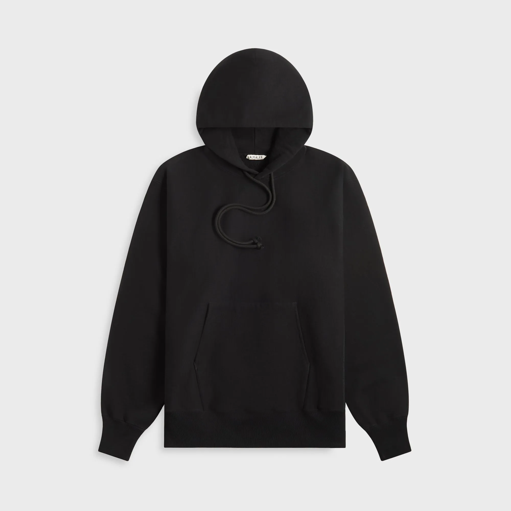 Low Profile Seam Construction Auralee Smooth Soft BD Sweat P/O Parka - Black