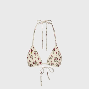 Frankies Bikinis Nick Beaded Top - Strawberry Field Print Moisture Wicking Lining Minimalist Design