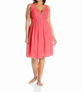 Silhouette Lace Bodice Sleeveless Waltz Gown In Red Roomy Fit