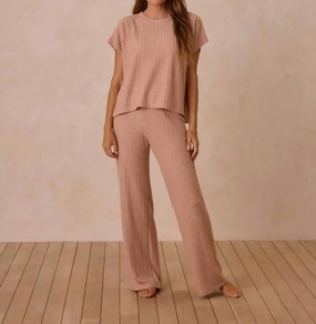 NoSlip Grip Midweight Fabric Cozy Rib Knit Set In Grapefruit
