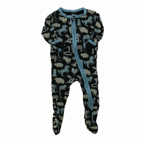 Crew Neckline Kickee Pants Boys Navy Animals 1-piece footed Pajamas