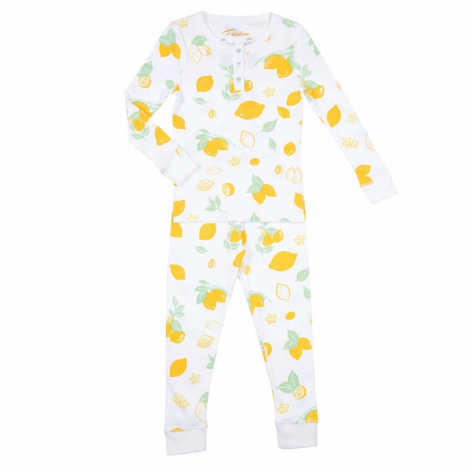 Kid's Long Sleeve Pajama Set In Amalfi Lemons Oversized Hoodie Design wrinkle free finish