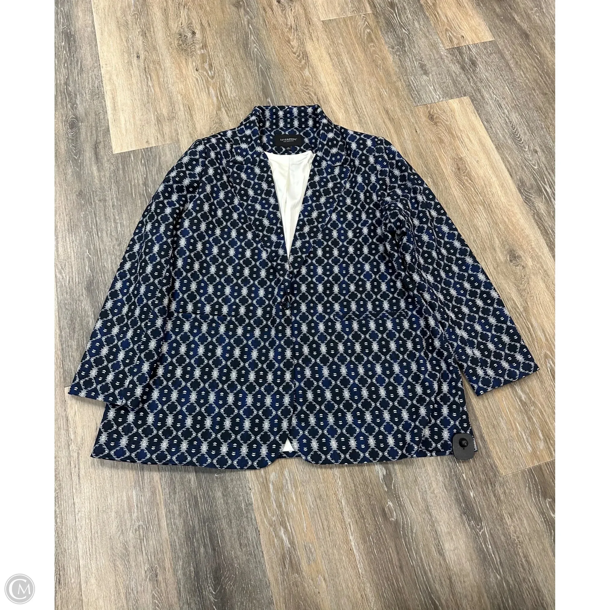 Blazer By Liverpool In Black & Blue, Size: 2x Flexible Ribbed Cuffs