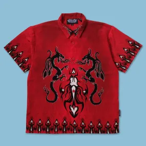 Y2K Dragon Tribal Shirt Small Lakeside Relaxation Striped Pattern
