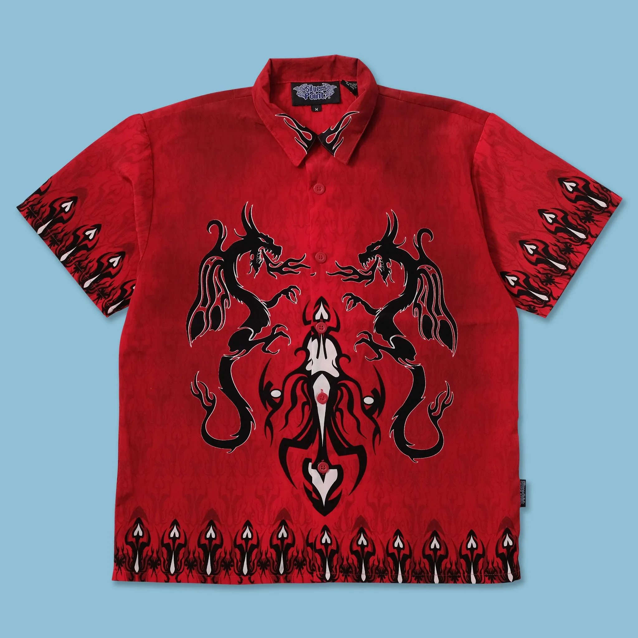 Y2K Dragon Tribal Shirt Small Stretchy Cloth Ergonomic Back Panel