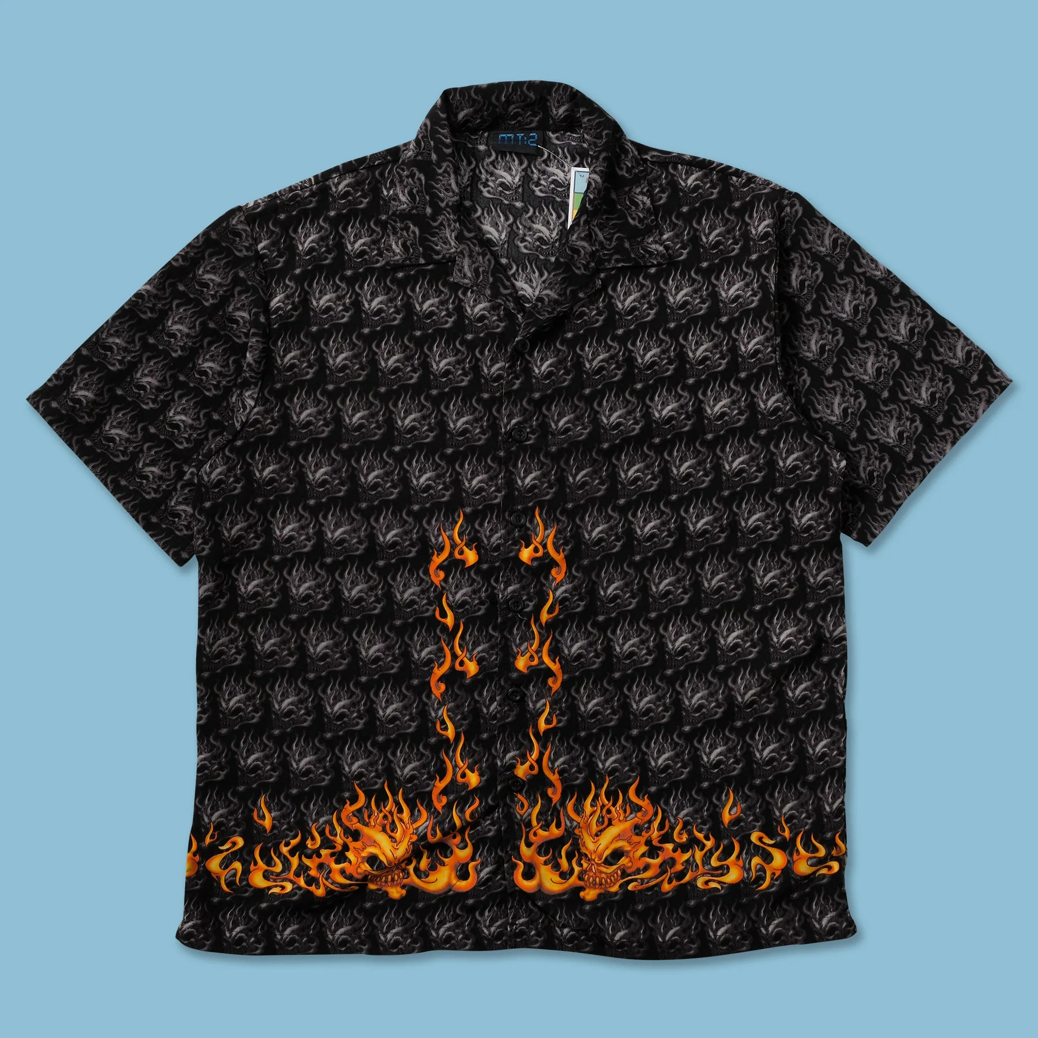 Y2K Flames Shirt XLarge Bold Prints checkered pattern