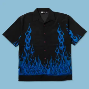 Smooth Zipper Design Y2K Flames Tribal Shirt XLarge