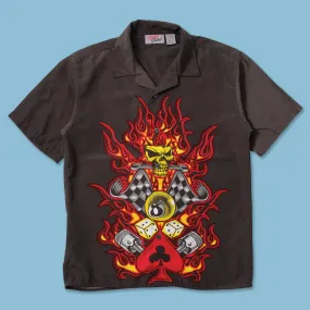 Ergonomic Back Panel Y2K Skull Flames Shirt Medium