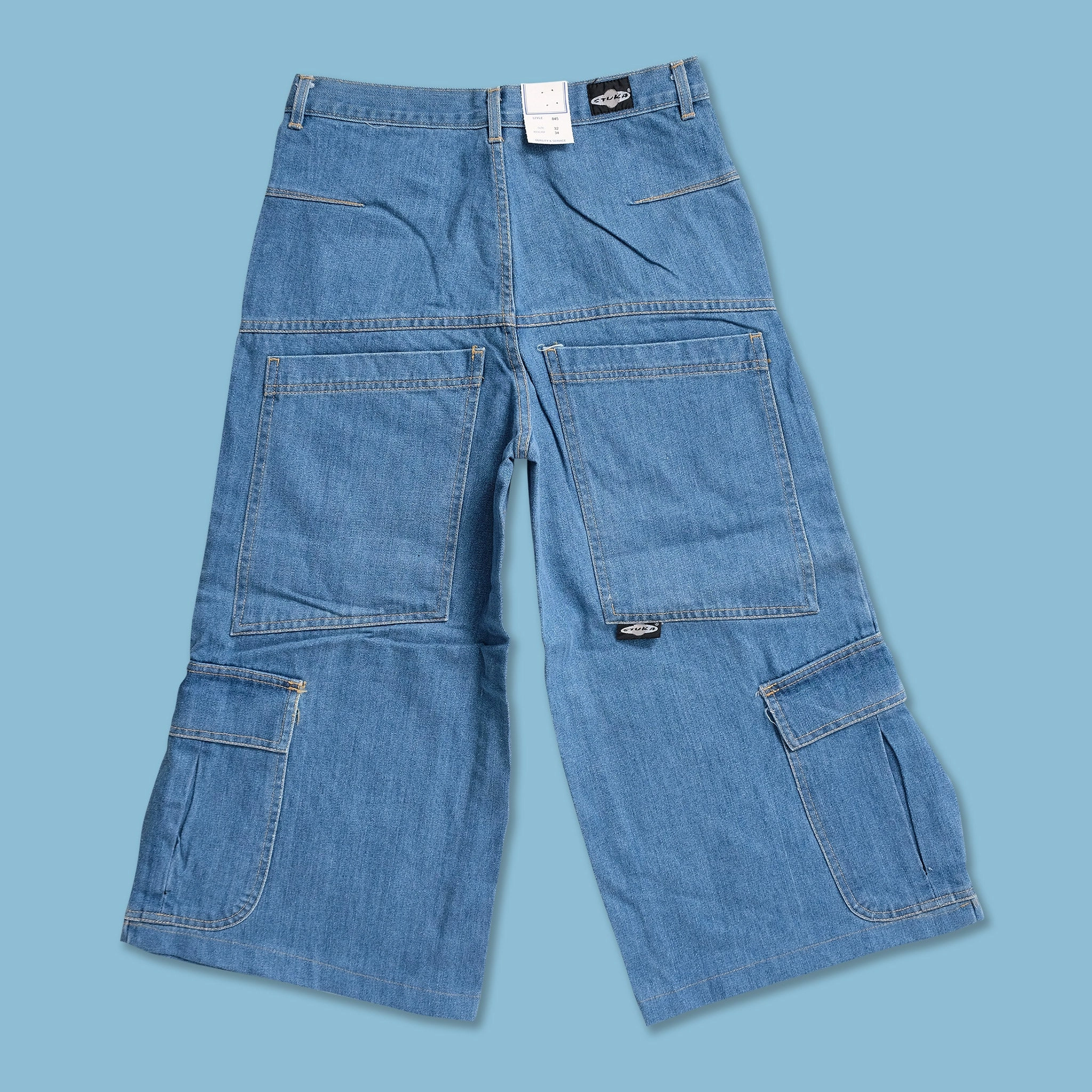 Y2K Baggy Jorts Flat Lock Seams AbrasionResistantFabric