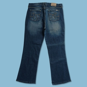 Plaid detail HiddenPockets Y2K Bootcut Denim Pants 34x32