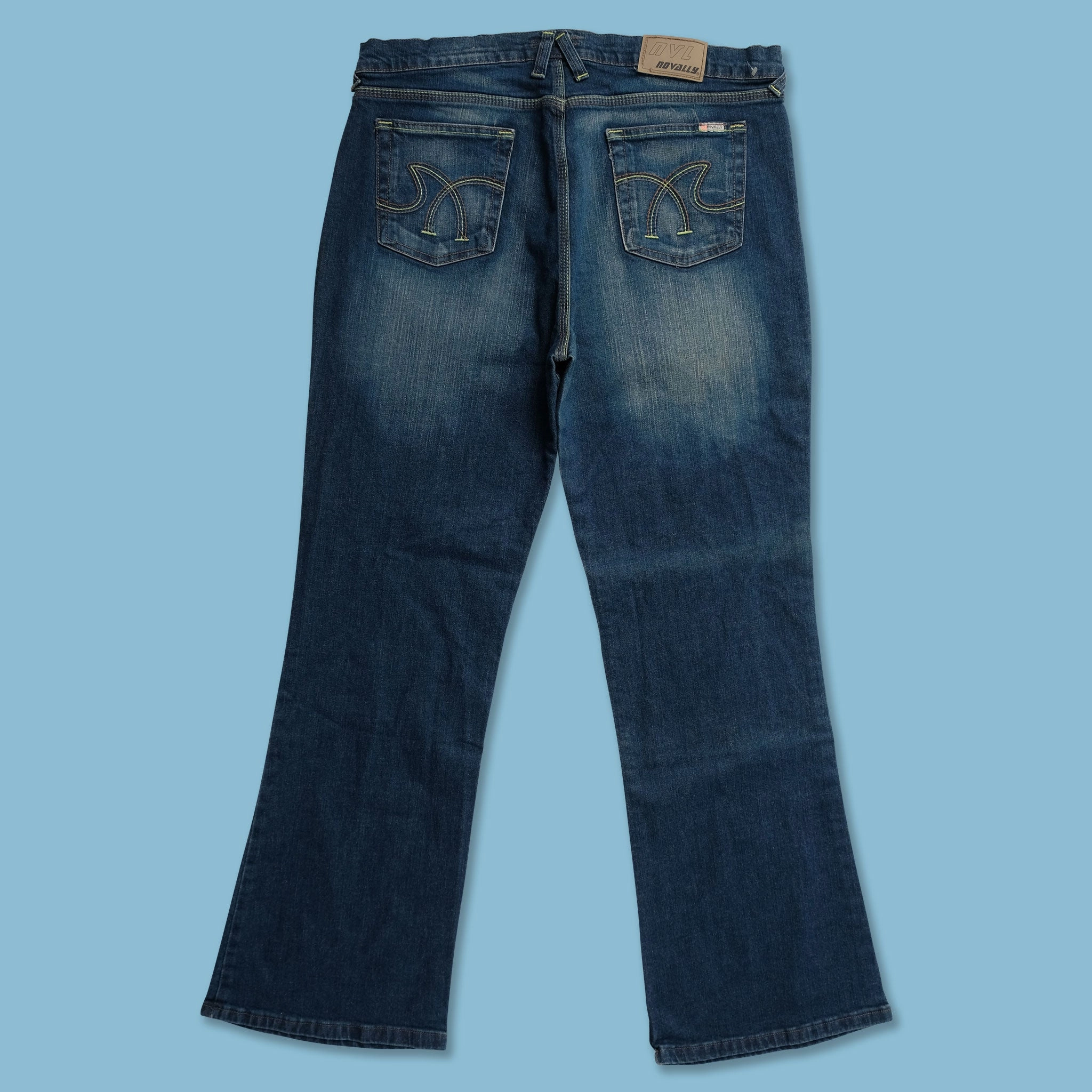 Plaid detail HiddenPockets Y2K Bootcut Denim Pants 34x32