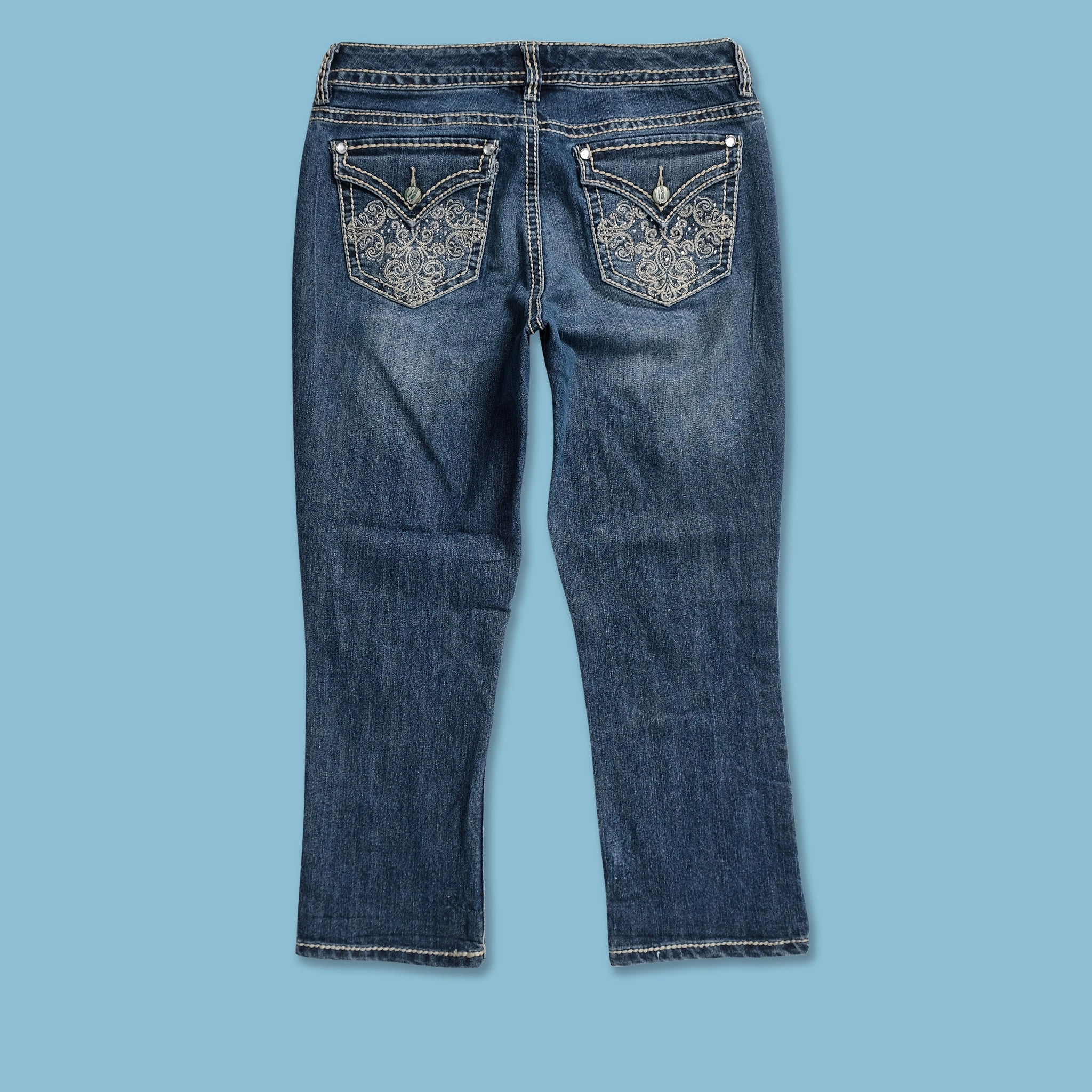 Stretch Ready Double Stitched Seams Y2K Women's 3/4 Denim Pants W32