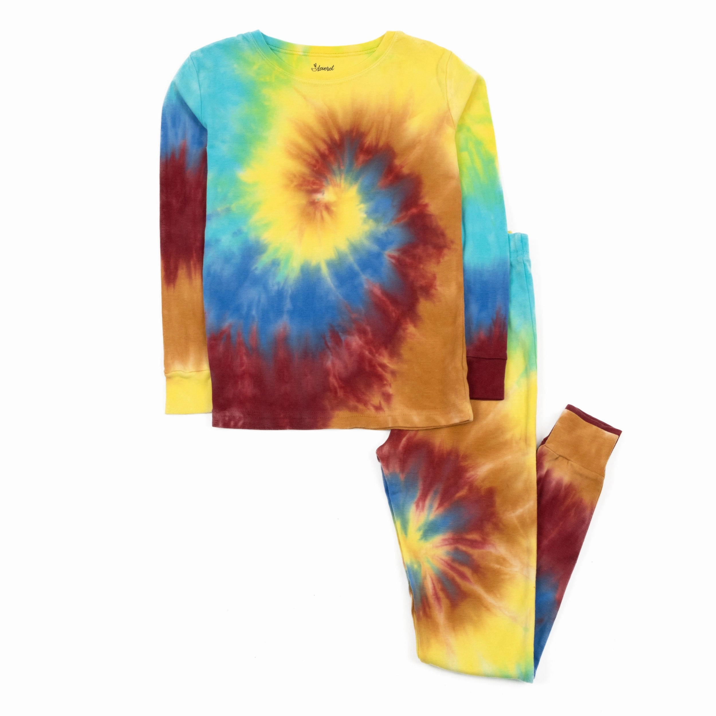 Plush Brushed Interior Kids Two Piece Cotton Pajamas Tie Dye Boys