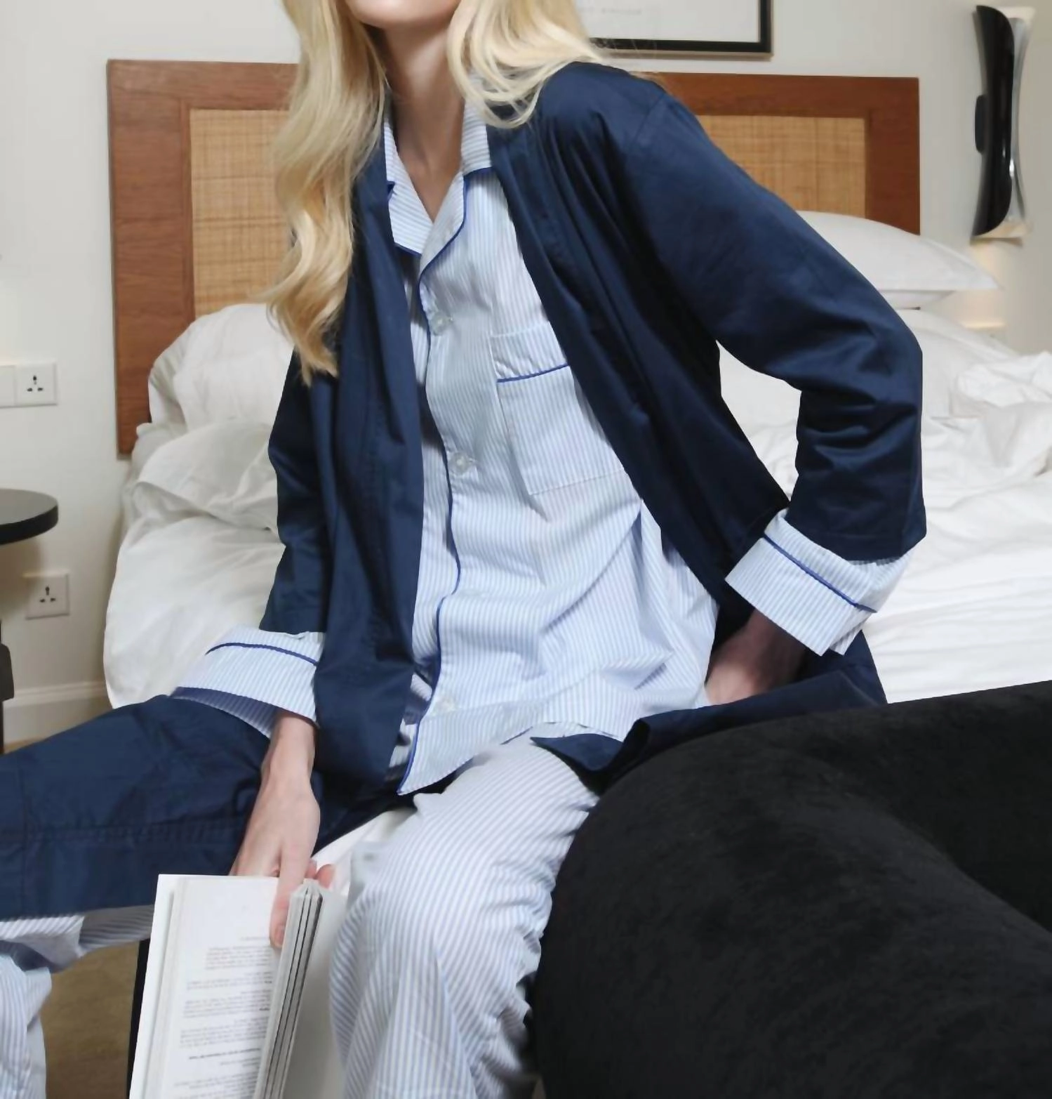 Zoe Cotton Robe In Indigo Airflow Optimized Texture EcoFriendly Material